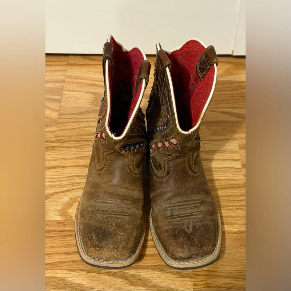 Ariat Kids American Flag Western Boots | Size 12 |Distressed Leather |Patriotic - Picture 5 of 10